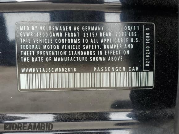 ✅ 2012 Volkswagen Golf GTI Autobahn • VIN: WVWHV7AJ6CW002616 • Lot: 59335815. Listed on Copart with 137,497 mi. Free auction sales archive from the USA and detailed vehicle history report at DreamBid. Image 12.