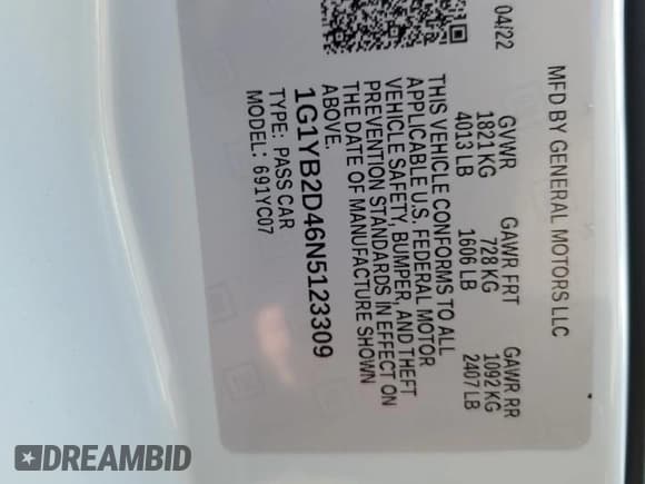 ✅ 2022 Chevrolet Corvette 2LT • VIN: 1G1YB2D46N5123309 • Lot: 91877715. Wystawiony na Copart z przebiegiem 10 132 mil. Bezpłatny archiwum sprzedaży aukcyjnych z USA i szczegółowy raport historii pojazdu na DreamBid. Zdjęcie 12.