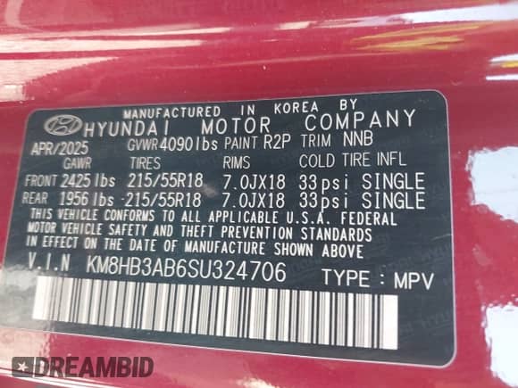 2025 Hyundai Kona SEL с VIN KM8HB3AB6SU324706, выставлен на аукционе IAAI как лот 43599824 с пробегом 7 533 миль миль и . История ставок и продаж доступна на DreamBid. Изображение 9.