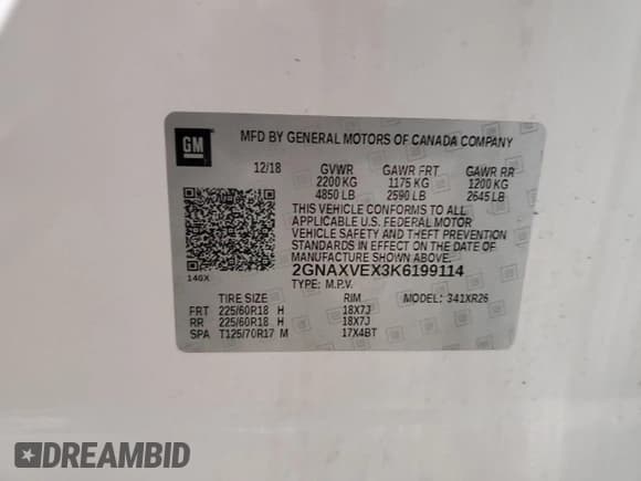 ✅ 2019 Chevrolet Equinox LT • VIN: 2GNAXVEX3K6199114 • Лот: 82506275. Опубликован ранее на Copart с пробегом 126 006 миль. Бесплатный доступ к архиву аукционных продаж из США и подробный отчёт об истории автомобиля на DreamBid. Изображение 13.