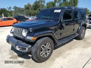 2025 Jeep Wrangler Sahara with VIN 1C4PJXEN4SW508884, listed as a Copart auction lot 80280975 with 10,265 mi miles and Salvage title. Bid and sale history available at DreamBid. Image 1.