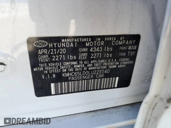 2020 Hyundai Ioniq SE с VIN KMHC65LD0LU223140, выставлен на аукционе Copart как лот 76121704 с пробегом 80 570 миль миль и Списание • Salvage title. История ставок и продаж доступна на DreamBid. Изображение 13.