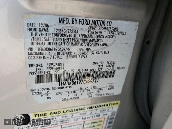 ✅ 2007 Ford Freestyle Limited • VIN: 1FMDK06197GA29747 • Лот: 50314385. Опубликован ранее на Copart с пробегом 135 032 миль. Бесплатный доступ к архиву аукционных продаж из США и подробный отчёт об истории автомобиля на DreamBid. Изображение 15.