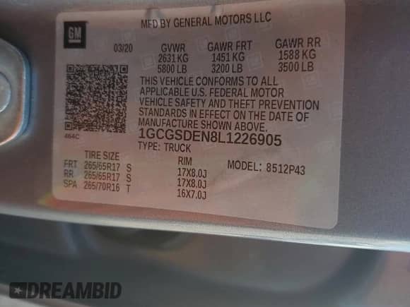 2020 Chevrolet Colorado 2WD Z71 z VIN 1GCGSDEN8L1226905, wystawiony jako Copart lot #63519215 z przebiegiem 71 209 mil mil oraz Szkoda całkowita • Salvage title. Historia ofert i sprzedaży dostępna na DreamBid. Obrazek 13.
