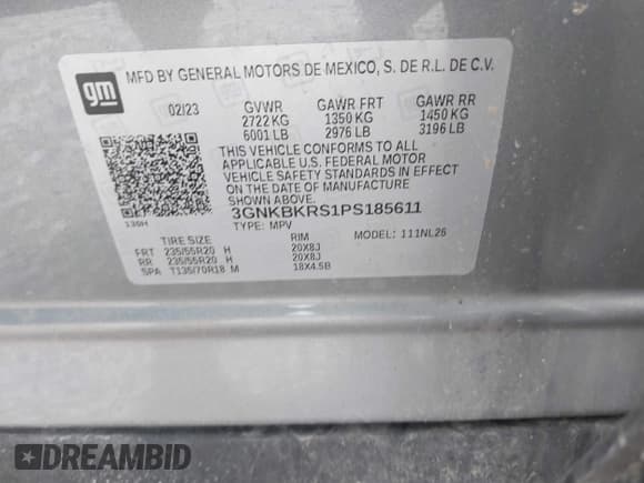 ✅ 2023 Chevrolet Blazer RS • VIN: 3GNKBKRS1PS185611 • Lot: 41779239. Listed on IAAI with 33,209 mi. Free auction sales archive from the USA and detailed vehicle history report at DreamBid. Image 9.