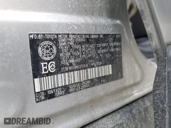 ✅ 2022 Toyota RAV4 LE • VIN: 2T3B1RFV8NC277819 • Лот: 41802164. Опубликован ранее на Copart с пробегом 34 084 миль. Бесплатный доступ к архиву аукционных продаж из США и подробный отчёт об истории автомобиля на DreamBid. Изображение 12.