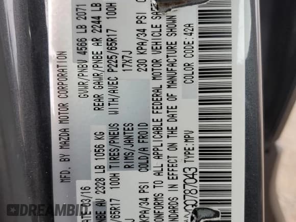 ✅ 2016 Mazda CX-5 Touring • VIN: JM3KE4CYXG0787043 • Lot: 90972585. Wystawiony na Copart z przebiegiem 99 074 mil. Bezpłatny archiwum sprzedaży aukcyjnych z USA i szczegółowy raport historii pojazdu na DreamBid. Zdjęcie 13.