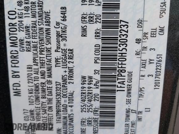 ✅ 2017 Ford Mustang GT Premium • VIN: 1FATP8FF0H5303237 • Lot: 71921305. Listed on Copart with 49,866 mi. Free auction sales archive from the USA and detailed vehicle history report at DreamBid. Image 12.