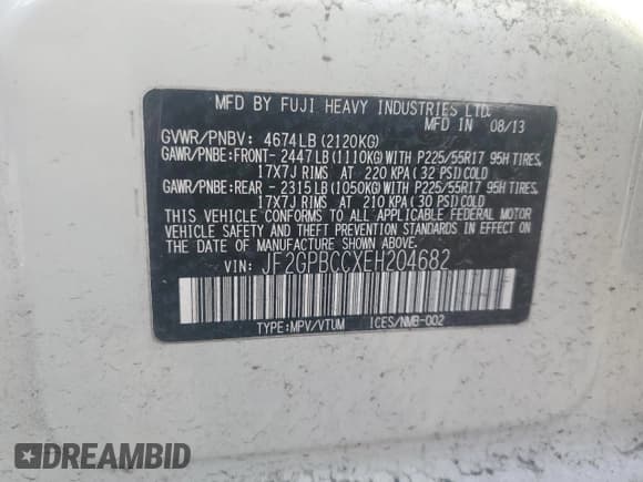 ✅ 2014 Subaru Crosstrek • VIN: JF2GPBCCXEH204682 • Лот: 91415135. Опубликован ранее на Copart с пробегом Не указан. Бесплатный доступ к архиву аукционных продаж из США и подробный отчёт об истории автомобиля на DreamBid. Изображение 13.