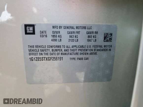 2016 Chevrolet Malibu LT z VIN 1G1ZE5STXGF256191, wystawiony jako Copart lot #70871405 z przebiegiem 49 866 mil mil oraz Szkoda całkowita • Salvage title. Historia ofert i sprzedaży dostępna na DreamBid. Obrazek 12.