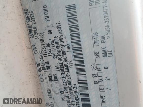 ✅ 2007 Ford Econoline Cargo Commercial • VIN: 1FTNE14W97DB31636 • Lot: 52639435. Wystawiony na Copart z przebiegiem 154 744 mil. Bezpłatny archiwum sprzedaży aukcyjnych z USA i szczegółowy raport historii pojazdu na DreamBid. Zdjęcie 13.