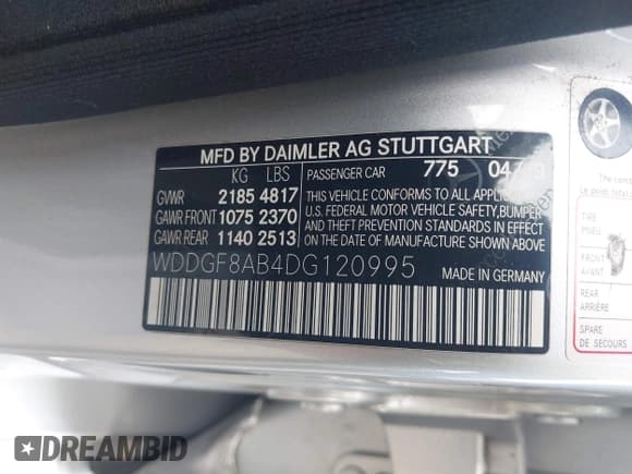 ✅ 2013 Mercedes-Benz C 300 Sport • VIN: WDDGF8AB4DG120995 • Lot: 43098597. Listed on IAAI with 75,247 mi. Free auction sales archive from the USA and detailed vehicle history report at DreamBid. Image 9.