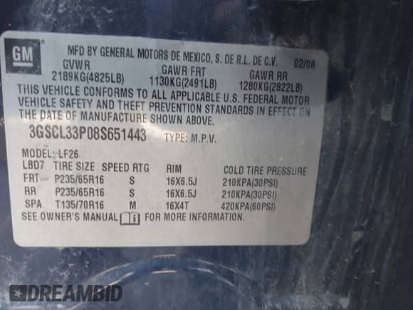 2008 Saturn VUE XE z VIN 3GSCL33P08S651443, wystawiony jako IAAI lot #41350077 z przebiegiem 161 693 mil mil oraz . Historia ofert i sprzedaży dostępna na DreamBid. Obrazek 9.