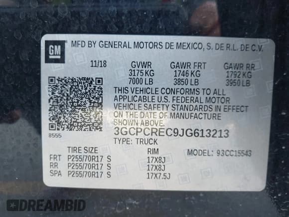 ✅ 2018 Chevrolet Silverado 1500 LT • VIN: 3GCPCREC9JG613213 • Lot: 43462577. Wystawiony na IAAI z przebiegiem 63 389 mil. Bezpłatny archiwum sprzedaży aukcyjnych z USA i szczegółowy raport historii pojazdu na DreamBid. Zdjęcie 9.