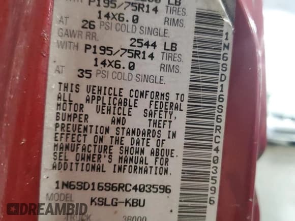 ✅ 1994 Nissan Frontier XE • VIN: 1N6SD16S6RC403596 • Lot: 61856285. Listed on Copart with 152,767 mi. Free auction sales archive from the USA and detailed vehicle history report at DreamBid. Image 12.