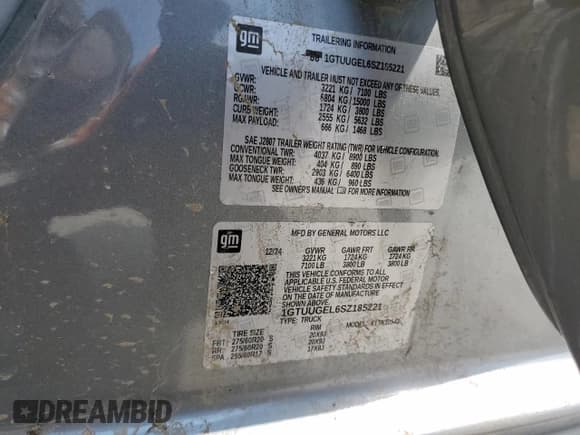 ✅ 2025 GMC Sierra 1500 Denali • VIN: 1GTUUGEL6SZ185221 • Лот: 71696235. Опубликован ранее на Copart с пробегом Не указан. Бесплатный доступ к архиву аукционных продаж из США и подробный отчёт об истории автомобиля на DreamBid. Изображение 12.