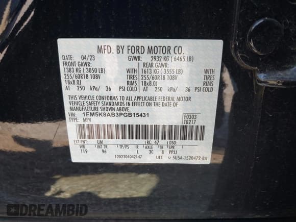 ✅ 2023 Ford Police Interceptor Utility • VIN: 1FM5K8AB3PGB15431 • Лот: 42025617. Опубликован ранее на IAAI с пробегом 9 779 миль. Бесплатный доступ к архиву аукционных продаж из США и подробный отчёт об истории автомобиля на DreamBid. Изображение 9.