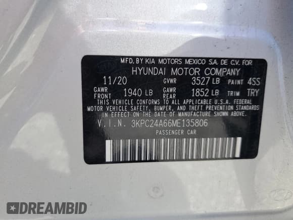 ✅ 2021 Hyundai Accent SE • VIN: 3KPC24A66ME135806 • Лот: 61958894. Опубликован ранее на Copart с пробегом 23 356 миль. Бесплатный доступ к архиву аукционных продаж из США и подробный отчёт об истории автомобиля на DreamBid. Изображение 13.