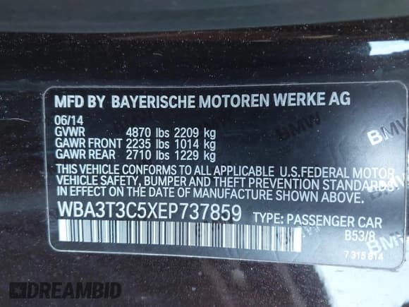 ✅ 2014 BMW 4 Series 435i • VIN: WBA3T3C5XEP737859 • Лот: 42462369. Опубликован ранее на IAAI с пробегом 141 465 миль. Бесплатный доступ к архиву аукционных продаж из США и подробный отчёт об истории автомобиля на DreamBid. Изображение 9.