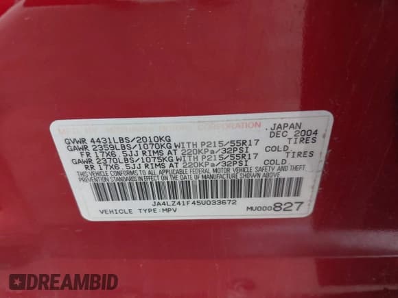 ✅ 2005 Mitsubishi Outlander XLS • VIN: JA4LZ41F45U033672 • Лот: 42588367. Опубликован ранее на IAAI с пробегом 184 262 миль. Бесплатный доступ к архиву аукционных продаж из США и подробный отчёт об истории автомобиля на DreamBid. Изображение 9.