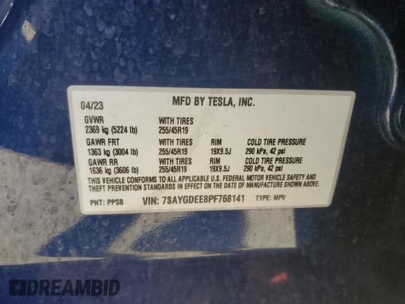 ✅ 2023 Tesla Model Y Long Range • VIN: 7SAYGDEE8PF768141 • Lot: 89679705. Listed on Copart with 36,046 mi. Free auction sales archive from the USA and detailed vehicle history report at DreamBid. Image 12.