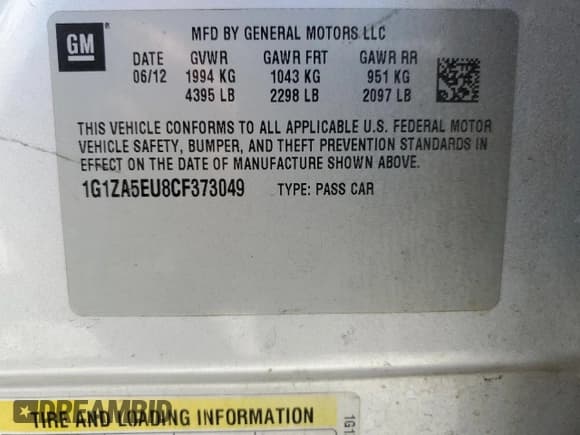 ✅ 2012 Chevrolet Malibu 1FL • VIN: 1G1ZA5EU8CF373049 • Lot: 86330375. Listed on Copart with 203,828 mi. Free auction sales archive from the USA and detailed vehicle history report at DreamBid. Image 13.