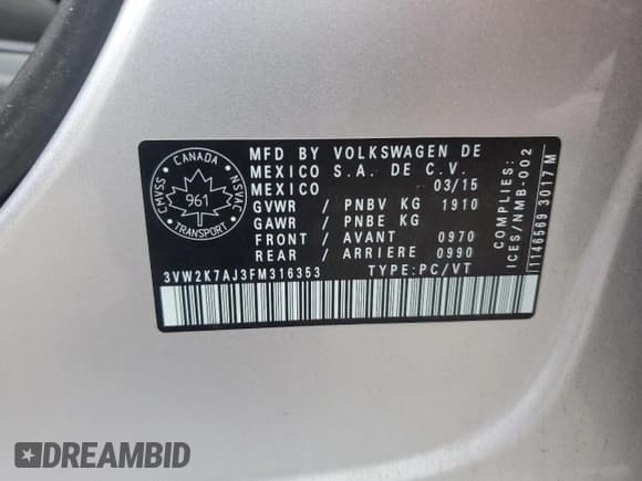 ✅ 2015 Volkswagen Jetta S • VIN: 3VW2K7AJ3FM316353 • Лот: 82129585. Опубликован ранее на Copart с пробегом 150 449 миль. Бесплатный доступ к архиву аукционных продаж из США и подробный отчёт об истории автомобиля на DreamBid. Изображение 12.