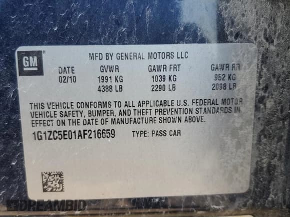 ✅ 2010 Chevrolet Malibu 1LT • VIN: 1G1ZC5E01AF216659 • Lot: 75429854. Listed on Copart with 203,513 mi. Free auction sales archive from the USA and detailed vehicle history report at DreamBid. Image 12.