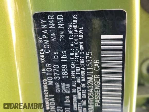 ✅ 2021 Hyundai Venue SEL • VIN: KMHRC8A32MU115375 • Lot: 79726934. Listed on Copart with 40,829 mi. Free auction sales archive from the USA and detailed vehicle history report at DreamBid. Image 12.