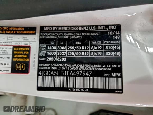 ✅ 2015 Mercedes-Benz M 350 • VIN: 4JGDA5HB1FA497947 • Lot: 95451885. Wystawiony na Copart z przebiegiem 88 731 mil. Bezpłatny archiwum sprzedaży aukcyjnych z USA i szczegółowy raport historii pojazdu na DreamBid. Zdjęcie 13.