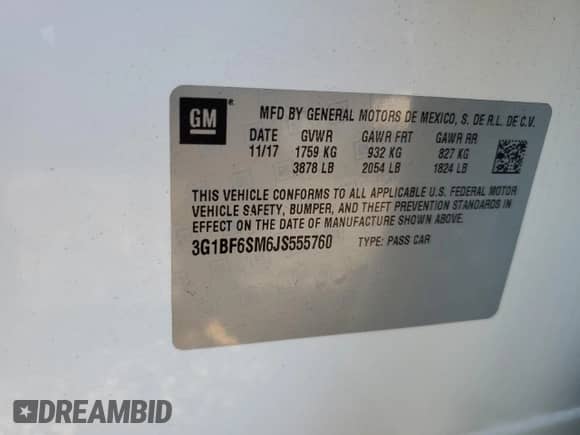 2018 Chevrolet Cruze Premier с VIN 3G1BF6SM6JS555760, выставлен на аукционе Copart как лот 65278102 с пробегом 65 635 миль миль и . История ставок и продаж доступна на DreamBid. Изображение 10.