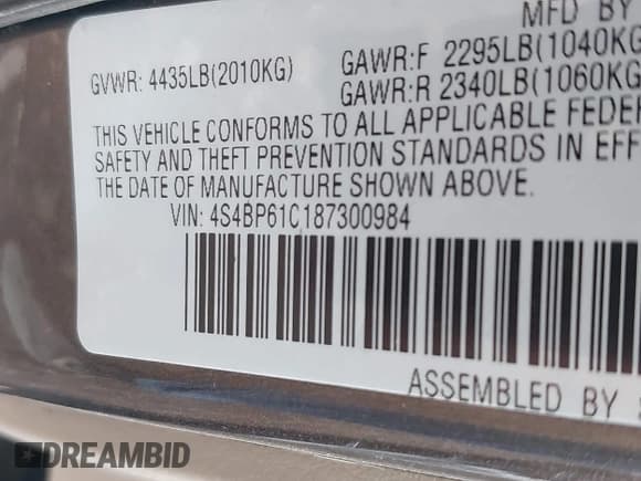 ✅ 2008 Subaru Outback i • VIN: 4S4BP61C187300984 • Lot: 43550032. Wystawiony na IAAI z przebiegiem 204 296 mil. Bezpłatny archiwum sprzedaży aukcyjnych z USA i szczegółowy raport historii pojazdu na DreamBid. Zdjęcie 9.