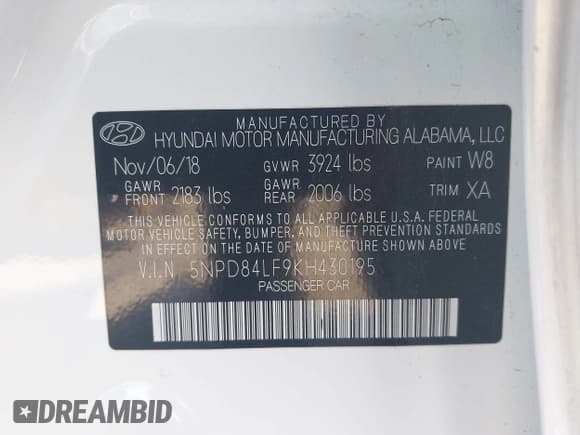 ✅ 2019 Hyundai Elantra SEL • VIN: 5NPD84LF9KH430195 • Lot: 43428988. Listed on IAAI with 77,675 mi. Free auction sales archive from the USA and detailed vehicle history report at DreamBid. Image 9.
