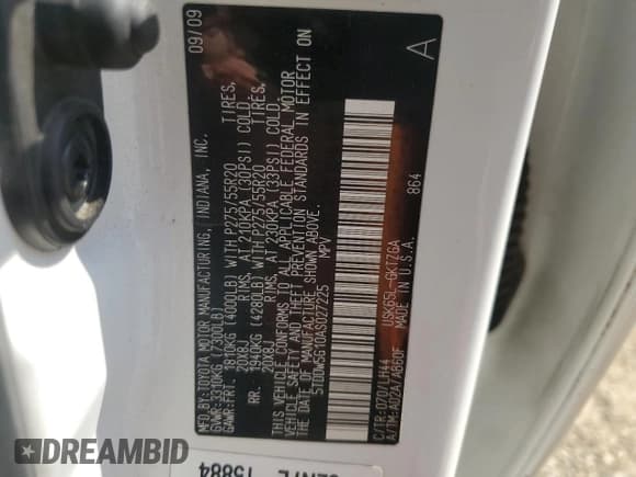 ✅ 2010 Toyota Sequoia Platinum • VIN: 5TDDW5G10AS027225 • Лот: 87372585. Опубликован ранее на Copart с пробегом 265 997 миль. Бесплатный доступ к архиву аукционных продаж из США и подробный отчёт об истории автомобиля на DreamBid. Изображение 13.