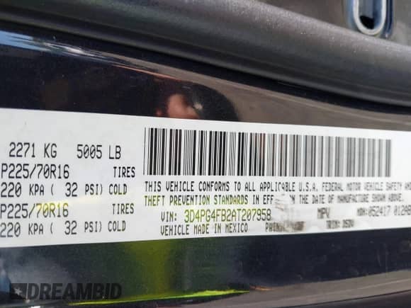 2010 Dodge Journey SE z VIN 3D4PG4FB2AT207958, wystawiony jako IAAI lot #43035194 z przebiegiem 120 227 mil mil oraz . Historia ofert i sprzedaży dostępna na DreamBid. Obrazek 9.