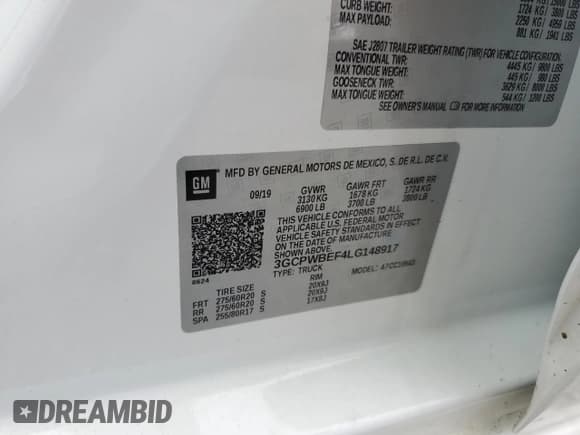 ✅ 2020 Chevrolet Silverado 1500 Custom • VIN: 3GCPWBEF4LG148917 • Lot: 74697514. Wystawiony na Copart z przebiegiem 62 279 mil. Bezpłatny archiwum sprzedaży aukcyjnych z USA i szczegółowy raport historii pojazdu na DreamBid. Zdjęcie 12.