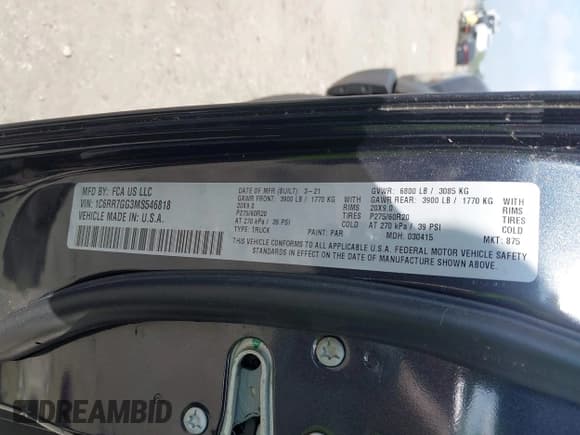 ✅ 2021 Ram 1500 Warlock • VIN: 1C6RR7GG3MS546818 • Lot: 42651617. Wystawiony na IAAI z przebiegiem 4 770 mil. Bezpłatny archiwum sprzedaży aukcyjnych z USA i szczegółowy raport historii pojazdu na DreamBid. Zdjęcie 9.
