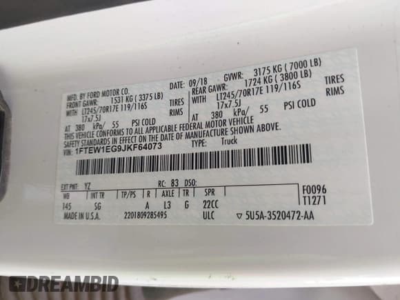 ✅ 2018 Ford F-150 XL • VIN: 1FTEW1EG9JKF64073 • Lot: 43423301. Wystawiony na IAAI z przebiegiem 103 674 mil. Bezpłatny archiwum sprzedaży aukcyjnych z USA i szczegółowy raport historii pojazdu na DreamBid. Zdjęcie 9.