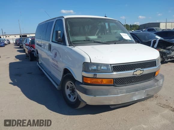 ✅ 2015 Chevrolet Express Passenger 1LS • VIN: 1GAZGZFG4F1143198 • Lot: 43410836. Listed on IAAI with 113,106 mi. Free auction sales archive from the USA and detailed vehicle history report at DreamBid. Image 1.