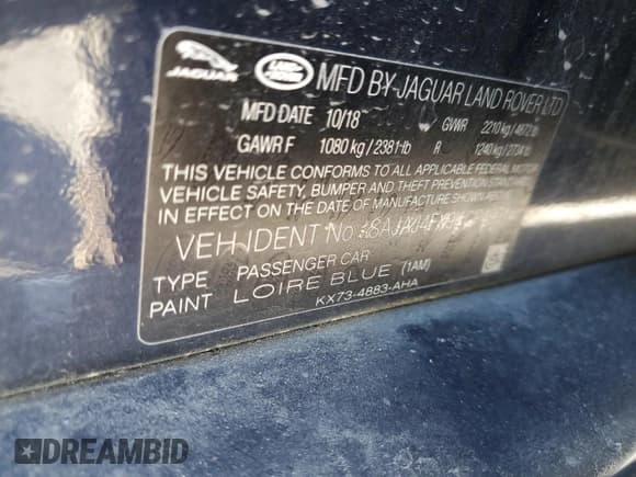 ✅ 2019 Jaguar XE 25t Premium • VIN: SAJAJ4FX9KCP49914 • Lot: 42342175. Listed on Copart with 69,223 mi. Free auction sales archive from the USA and detailed vehicle history report at DreamBid. Image 14.