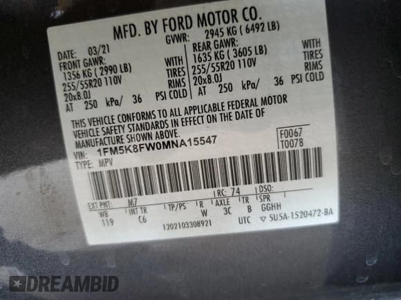 ✅ 2021 Ford Explorer Limited • VIN: 1FM5K8FW0MNA15547 • Lot: 59007205. Wystawiony na Copart z przebiegiem 21 665 mil. Bezpłatny archiwum sprzedaży aukcyjnych z USA i szczegółowy raport historii pojazdu na DreamBid. Zdjęcie 13.