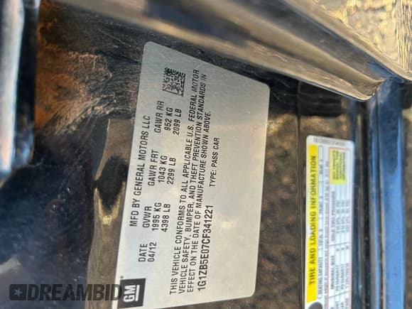 ✅ 2012 Chevrolet Malibu 1LS • VIN: 1G1ZB5E07CF341221 • Lot: 76904014. Listed on Copart with 160,156 mi. Free auction sales archive from the USA and detailed vehicle history report at DreamBid. Image 10.