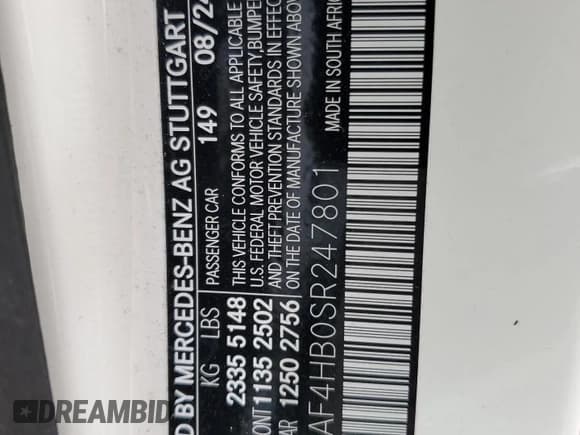 ✅ 2025 Mercedes-Benz C 300 • VIN: W1KAF4HB0SR247801 • Lot: 66853485. Listed on Copart with 5,149 mi. Free auction sales archive from the USA and detailed vehicle history report at DreamBid. Image 12.