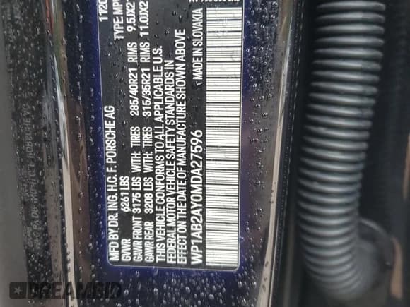 ✅ 2021 Porsche Cayenne S • VIN: WP1AB2AY0MDA27596 • Лот: 72060265. Опубликован ранее на Copart с пробегом 41 033 миль. Бесплатный доступ к архиву аукционных продаж из США и подробный отчёт об истории автомобиля на DreamBid. Изображение 12.