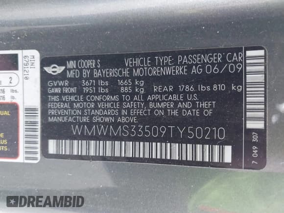 ✅ 2009 MINI Convertible S • VIN: WMWMS33509TY50210 • Lot: 43734922. Wystawiony na IAAI z przebiegiem 106 495 mil. Bezpłatny archiwum sprzedaży aukcyjnych z USA i szczegółowy raport historii pojazdu na DreamBid. Zdjęcie 9.