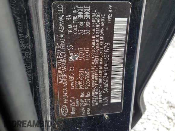 ✅ 2010 Hyundai Santa Fe GLS • VIN: 5NMSG3ABXAH391679 • Lot: 82174384. Listed on Copart with 219,232 mi. Free auction sales archive from the USA and detailed vehicle history report at DreamBid. Image 16.