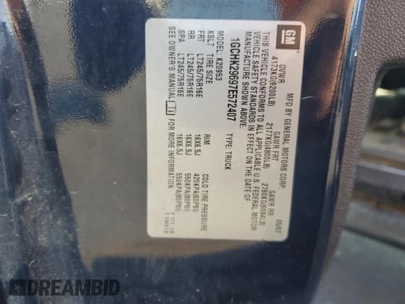 ✅ 2007 Chevrolet Silverado 2500HD 2LT • VIN: 1GCHK29697E572407 • Lot: 70376444. Listed on Copart with 125,087 mi. Free auction sales archive from the USA and detailed vehicle history report at DreamBid. Image 14.