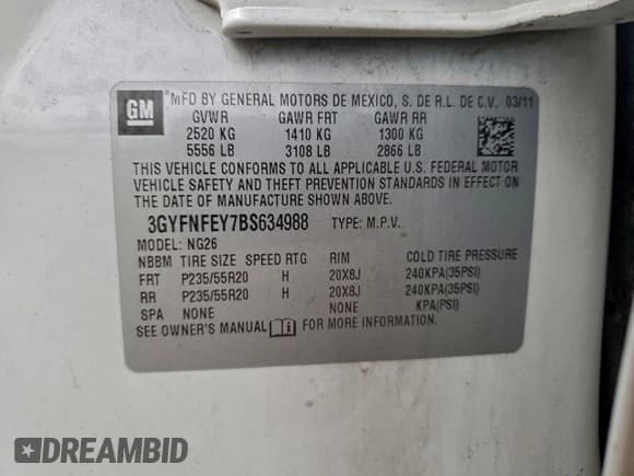 ✅ 2011 Cadillac SRX Premium Collection • VIN: 3GYFNFEY7BS634988 • Лот: 94653205. Опубликован ранее на Copart с пробегом 163 101 миль. Бесплатный доступ к архиву аукционных продаж из США и подробный отчёт об истории автомобиля на DreamBid. Изображение 13.