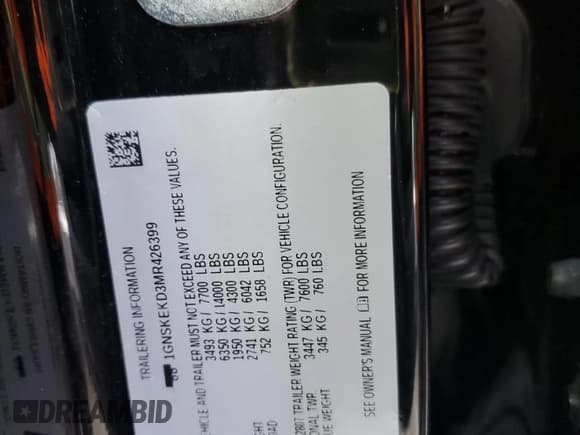 ✅ 2021 Chevrolet Suburban RST • VIN: 1GNSKEKD3MR426399 • Lot: 44674465. Listed on Copart with 162,266 mi. Free auction sales archive from the USA and detailed vehicle history report at DreamBid. Image 13.