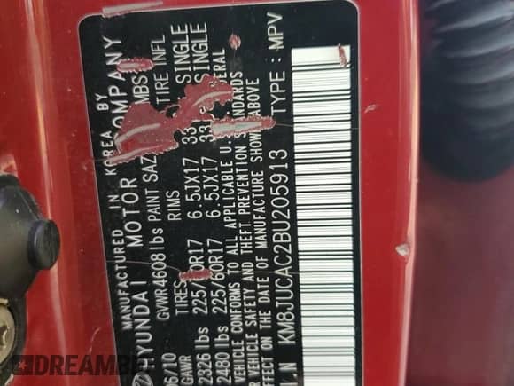 ✅ 2011 Hyundai Tucson Limited • VIN: KM8JUCAC2BU205913 • Lot: 67777745. Listed on Copart with 214,022 mi miles. Access the free auction sales archive from the USA and view a detailed vehicle history report at DreamBid. Image 13.